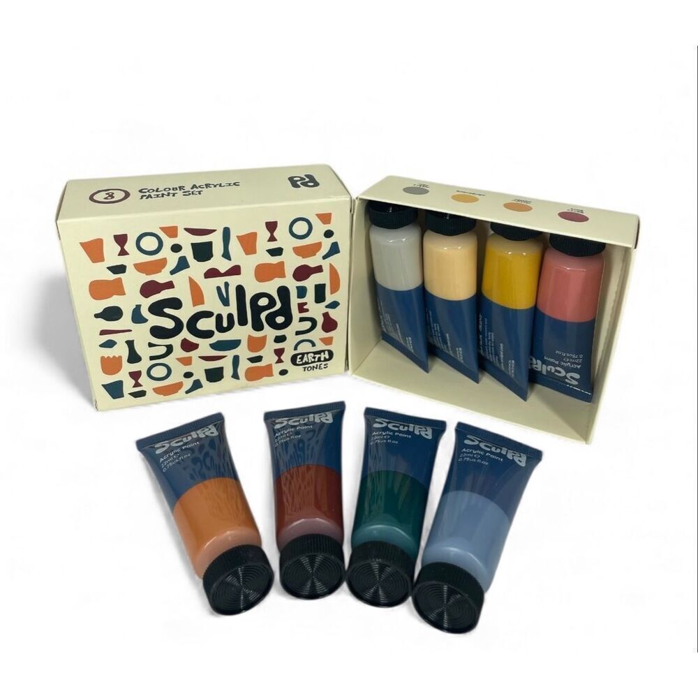 Sculpd Earth Tones Acrylic Paint Set 8x 22ml Sculpting Clay Art New